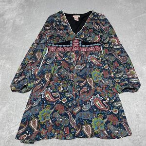 Flying Tomato Dress Womens Medium Paisley Floral Chiffon Long‎ Sleeve Vneck Boho